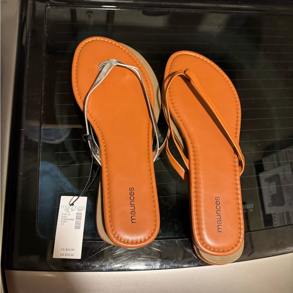 Maurices Silver and Orange Women's Sandals